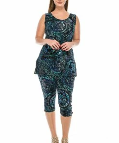 Jostar Women's Stretchy Tank Capri Pant Set Print-902BN-TRP1-W014