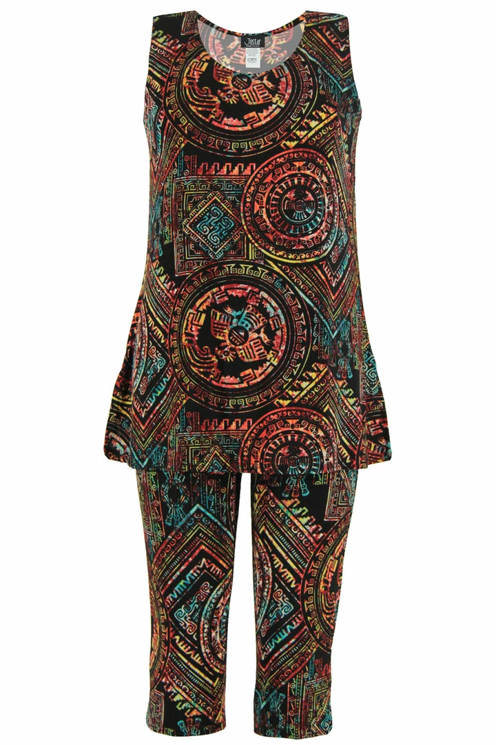 Jostar Women's Stretchy Tank Capri Pant Set Print-902BN-TRP1-W014