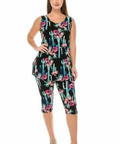 Jostar Women's Stretchy Tank Capri Pant Set Print-902BN-TRP1-W039 Pant Sets
