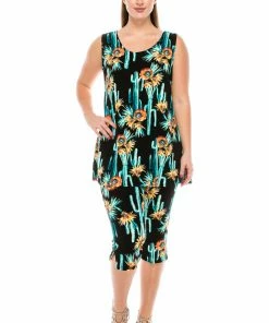 Jostar Women's Stretchy Tank Capri Pant Set Print-902BN-TRP1-W039 Pant Sets