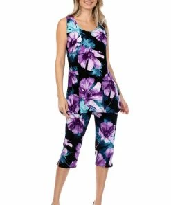 Pant Sets Jostar Women's Stretchy Tank Capri Pant Set Print-902BN-TRP1-W050