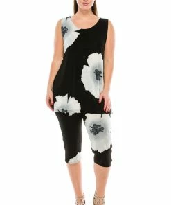 Pant Sets Jostar Women's Stretchy Tank Capri Pant Set Print-902BN-TRP1-W113
