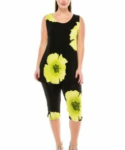 Pant Sets Jostar Women's Stretchy Tank Capri Pant Set Print-902BN-TRP1-W113