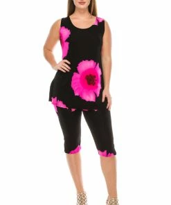 Pant Sets Jostar Women's Stretchy Tank Capri Pant Set Print-902BN-TRP1-W113
