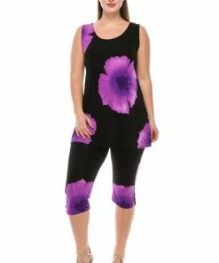 Pant Sets Jostar Women's Stretchy Tank Capri Pant Set Print-902BN-TRP1-W113