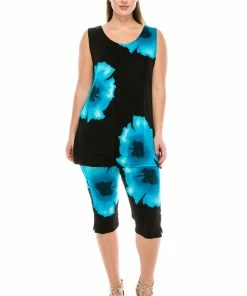 Pant Sets Jostar Women's Stretchy Tank Capri Pant Set Print-902BN-TRP1-W113
