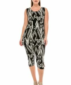 Pant Sets Jostar Women's Stretchy Tank Capri Pant Set Print-902BN-TRP1-W116