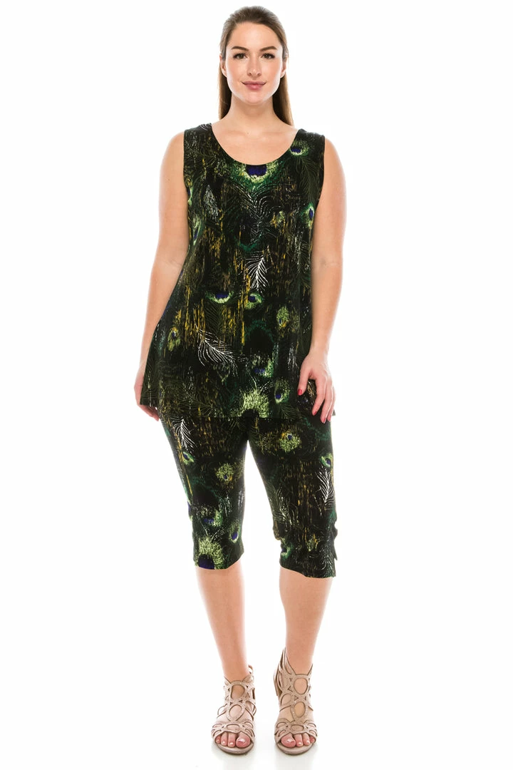 Jostar Women's Stretchy Tank Capri Pant Set Print-902BN-TRP1-W137