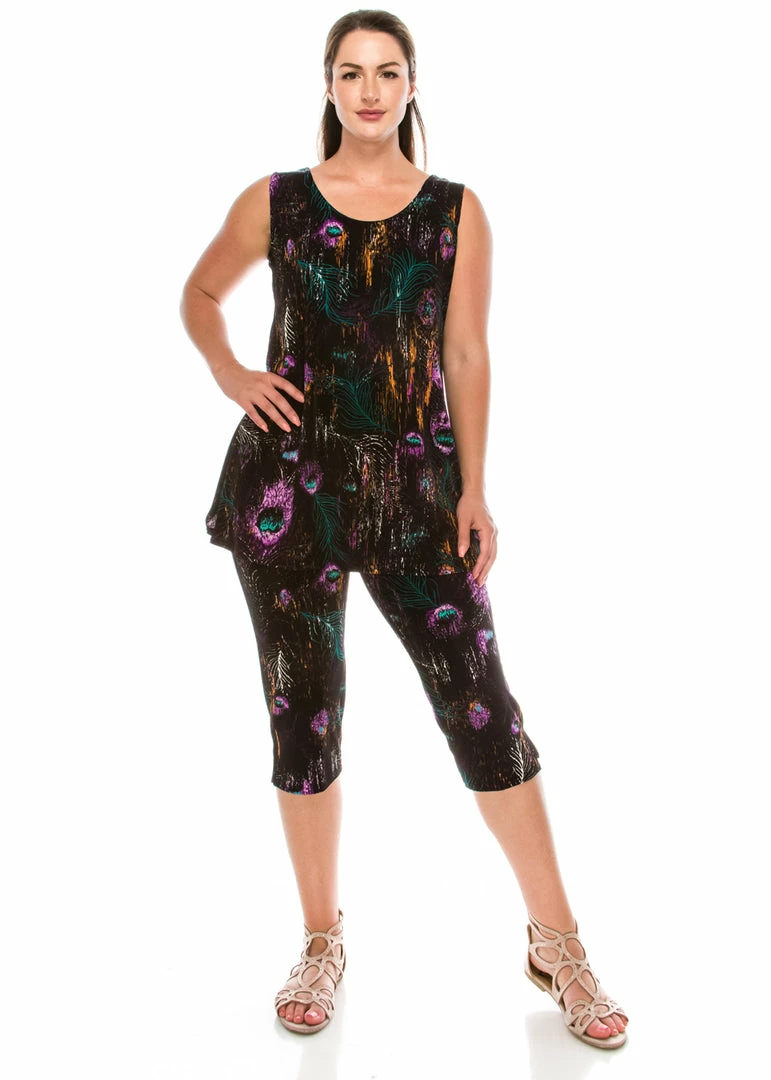 Jostar Women's Stretchy Tank Capri Pant Set Print-902BN-TRP1-W137