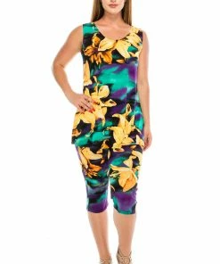Jostar Women's Stretchy Tank Capri Pant Set Print-902BN-TRP1-W139