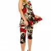 Pant Sets Jostar Women's Stretchy Tank Capri Pant Set Print-902BN-TRP1-W161