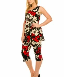 Pant Sets Jostar Women's Stretchy Tank Capri Pant Set Print-902BN-TRP1-W161
