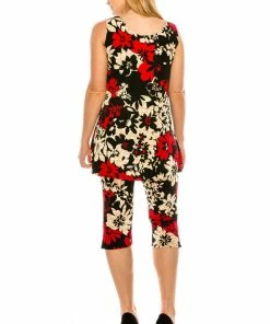 Pant Sets Jostar Women's Stretchy Tank Capri Pant Set Print-902BN-TRP1-W161