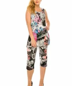 Jostar Women's Stretchy Tank Capri Pant Set Print-902BN-TRP1-W169
