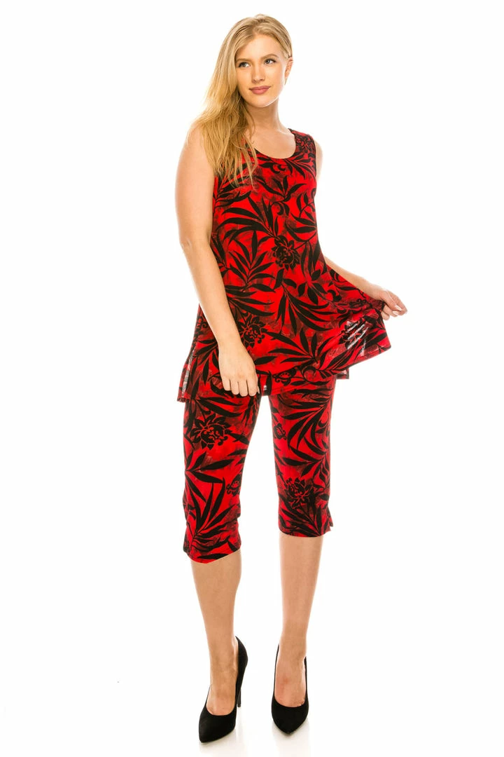 Jostar Women's Stretchy Tank Capri Pant Set Print-902BN-TRP1-W173