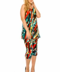 Jostar Women's Stretchy Tank Capri Pant Set Print-902BN-TRP1-W175