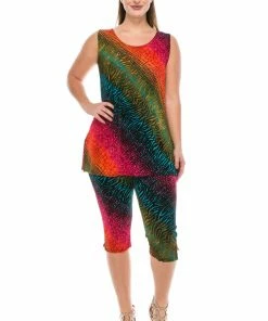 Jostar Women's Stretchy Tank Capri Pant Set Print-902BN-TRP1-W182 Pant Sets