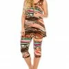 Pant Sets Jostar Women's Stretchy Tank Capri Pant Set Print-902BN-TRP1-W194