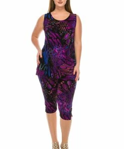 Jostar Women's Stretchy Tank Capri Pant Set Print-902BN-TRP1-W207