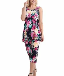 Jostar Women's Stretchy Tank Capri Pant Set Print-902BN-TRP1-W214
