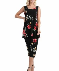 Jostar Women's Stretchy Tank Capri Pant Set Print-902BN-TRP1-W215