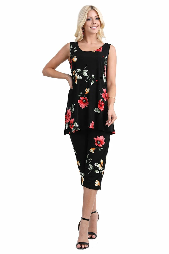 Jostar Women's Stretchy Tank Capri Pant Set Print-902BN-TRP1-W215