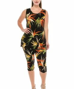 Jostar Women's Stretchy Tank Capri Pant Set Print-902BN-TRP1-W679 Pant Sets