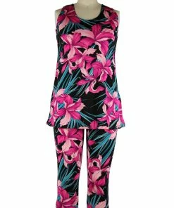 Jostar Women's Stretchy Tank Capri Pant Set Print-902BN-TRP1-W683