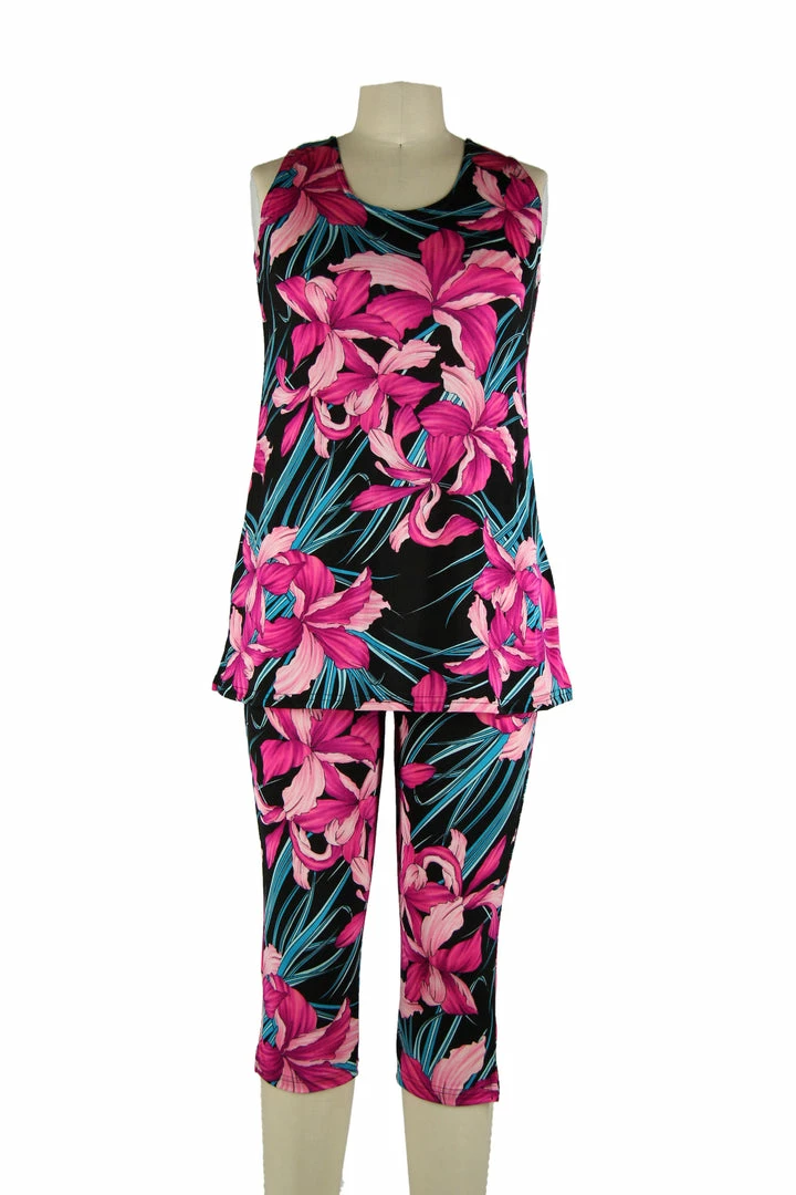 Jostar Women's Stretchy Tank Capri Pant Set Print-902BN-TRP1-W683