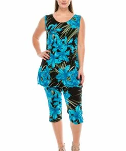 Jostar Women's Stretchy Tank Capri Pant Set Print-902BN-TRP1-W683