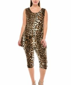 Jostar Women's Stretchy Tank Capri Pant Set Print-902BN-TRP1-W757 Pant Sets