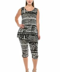Jostar Women's Stretchy Tank Capri Pant Set Print-902BN-TRP1-W901