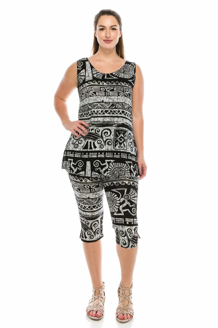 Jostar Women's Stretchy Tank Capri Pant Set Print-902BN-TRP1-W901