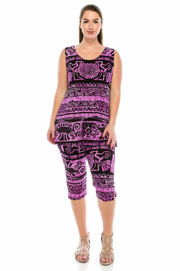 Jostar Women's Stretchy Tank Capri Pant Set Print-902BN-TRP1-W901