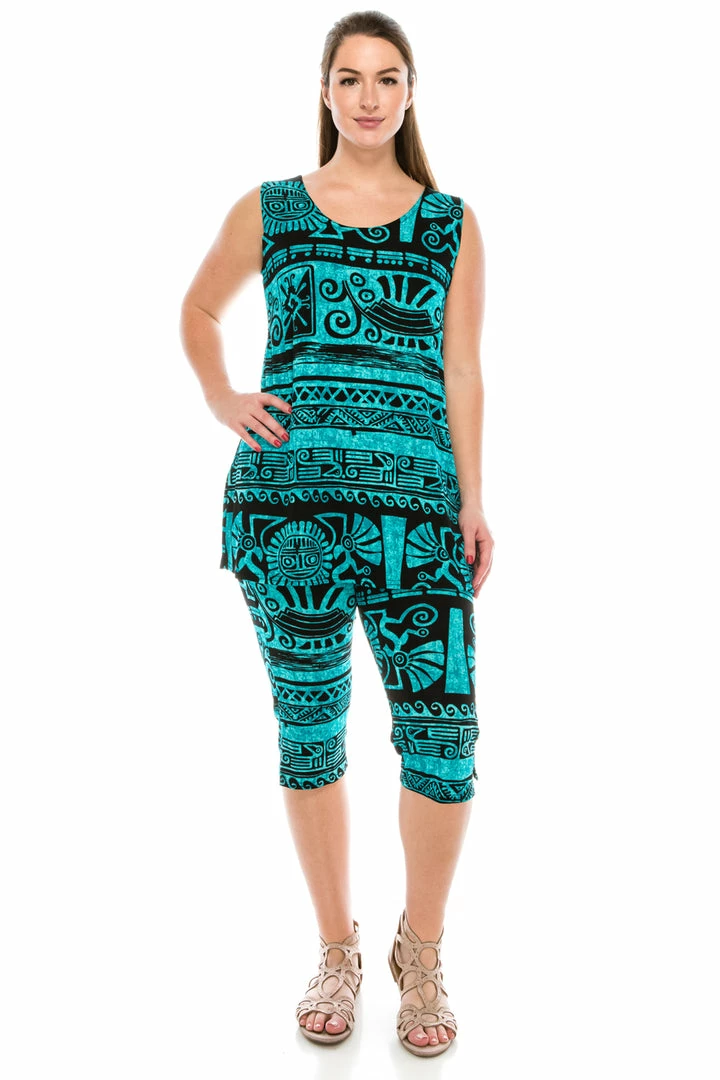 Jostar Women's Stretchy Tank Capri Pant Set Print-902BN-TRP1-W901