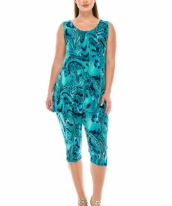 Jostar Women's Stretchy Tank Capri Pant Set Print-902BN-TRP1-W984 Pant Sets