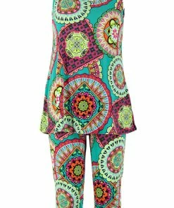 Pant Sets Jostar Women's Stretchy Tank Capri Set Sleeveless Plus Print, 902BN-TXP-W031