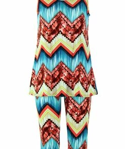 Jostar Women's Stretchy Tank Capri Set Sleeveless Plus Print, 902BN-TXP-W035