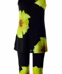 Plus Size Jostar Women's Stretchy Tank Capri Set Sleeveless Plus Print, 902BN-TXP-W113