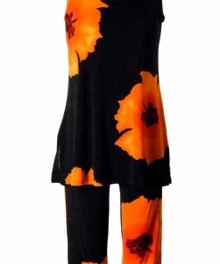 Plus Size Jostar Women's Stretchy Tank Capri Set Sleeveless Plus Print, 902BN-TXP-W113