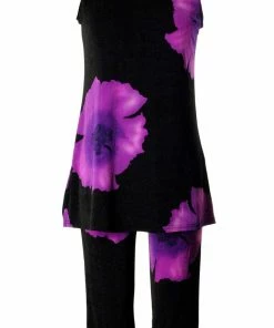 Plus Size Jostar Women's Stretchy Tank Capri Set Sleeveless Plus Print, 902BN-TXP-W113