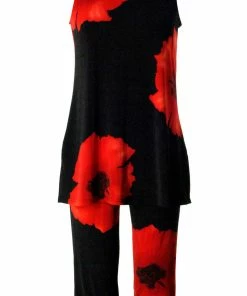 Plus Size Jostar Women's Stretchy Tank Capri Set Sleeveless Plus Print, 902BN-TXP-W113