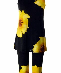 Plus Size Jostar Women's Stretchy Tank Capri Set Sleeveless Plus Print, 902BN-TXP-W113