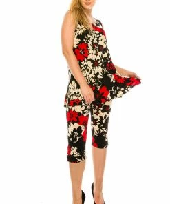 Pant Sets Jostar Women's Stretchy Tank Capri Set Sleeveless Plus Print, 902BN-TXP-W161