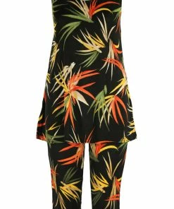 Jostar Women's Stretchy Tank Capri Set Sleeveless Plus Print, 902BN-TXP-W679 Pant Sets