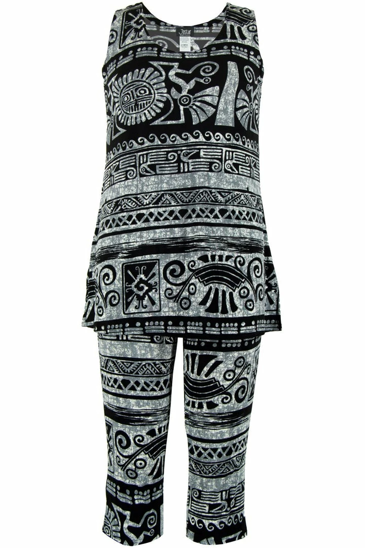 Pant Sets Jostar Women's Stretchy Tank Capri Set Sleeveless Plus Print, 902BN-TXP-W715