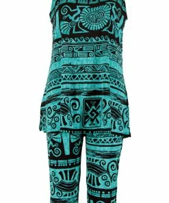 Jostar Women's Stretchy Tank Capri Set Sleeveless Plus Print, 902BN-TXP-W901