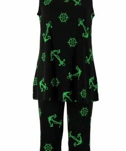 Jostar Women's Stretchy Tank Capri Set Sleeveless Plus Print, 902BN-TXP-W981 Pant Sets