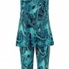 Jostar Women's Stretchy Tank Capri Set Sleeveless Plus Print, 902BN-TXP-W984