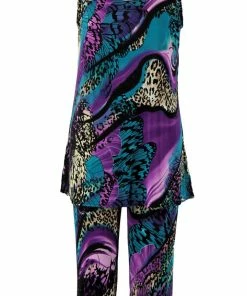 Jostar Women's Stretchy Tank Capri Set Sleeveless Plus Print, 902BN-TXP-W985
